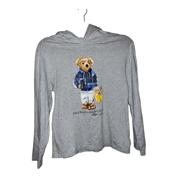 Polo Ralph Lauren Kids Grey Bear Graphic Long Sleeve Hoodie L(14-16) - Picture 2 of 7